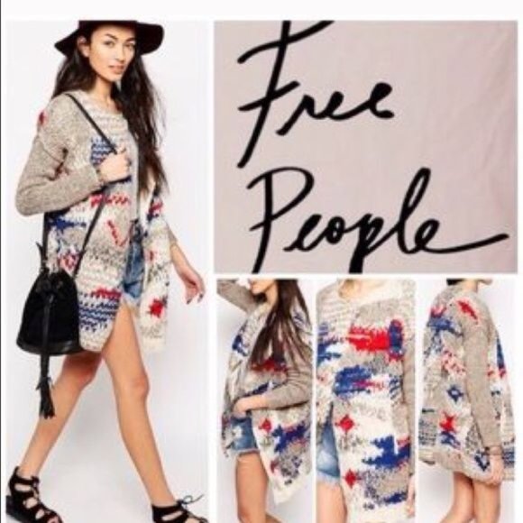 FREE PEOPLE Fireworks Alpaca Knit Wool Silk Cardigan Heavyweight Coat EUC sz S - Picture 3 of 16